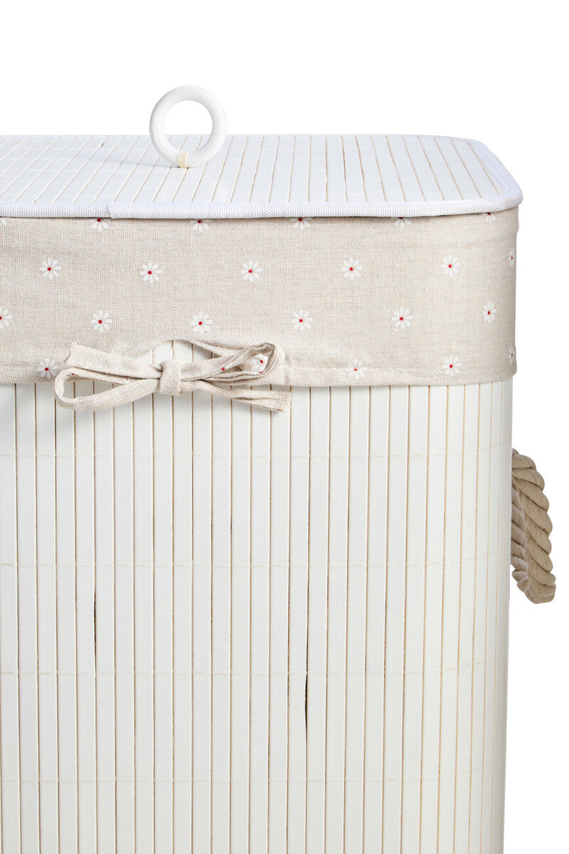 White Square Bamboo Laundry Hamper