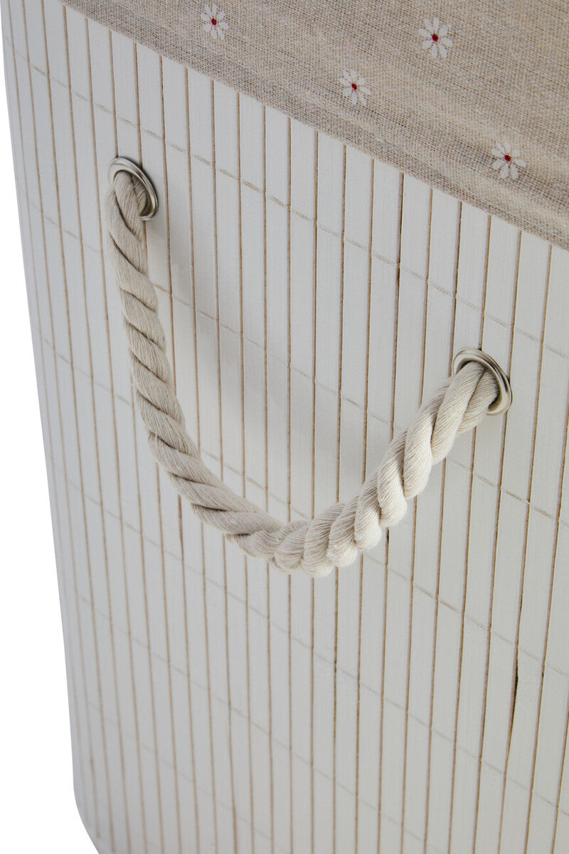 White Square Bamboo Laundry Hamper