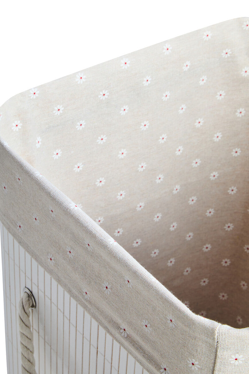 White Square Bamboo Laundry Hamper