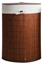 Dark Brown Bamboo Corner Laundry Hamper