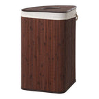 Dark Brown Bamboo Corner Laundry Hamper