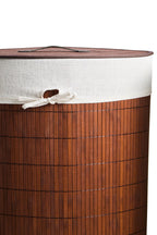 Dark Brown Bamboo Corner Laundry Hamper