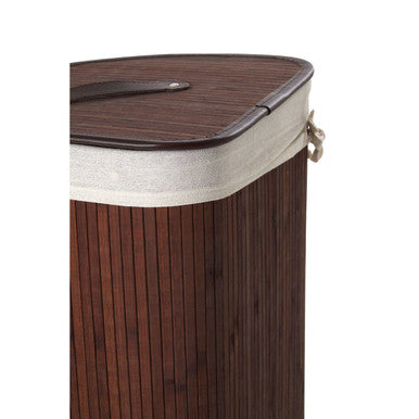 Dark Brown Bamboo Corner Laundry Hamper