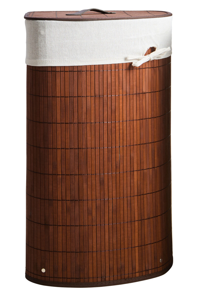 Dark Brown Bamboo Corner Laundry Hamper