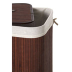 Dark Brown Bamboo Corner Laundry Hamper