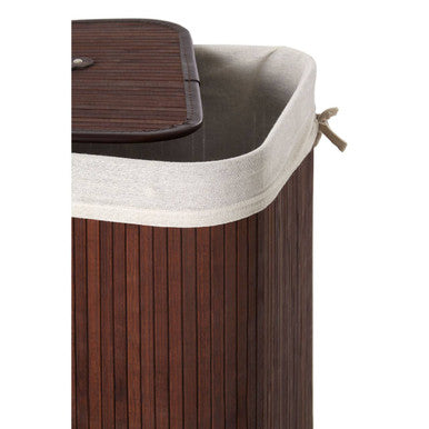 Dark Brown Bamboo Corner Laundry Hamper