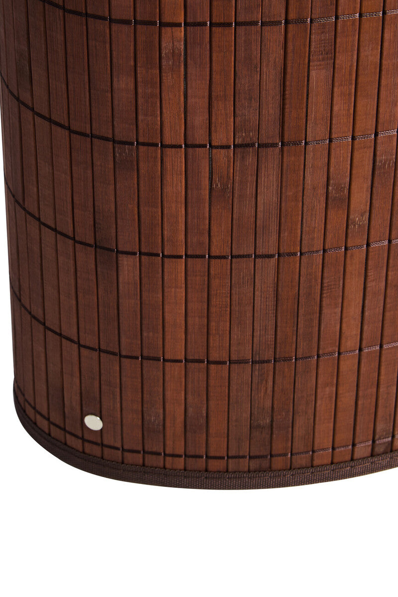 Dark Brown Bamboo Corner Laundry Hamper