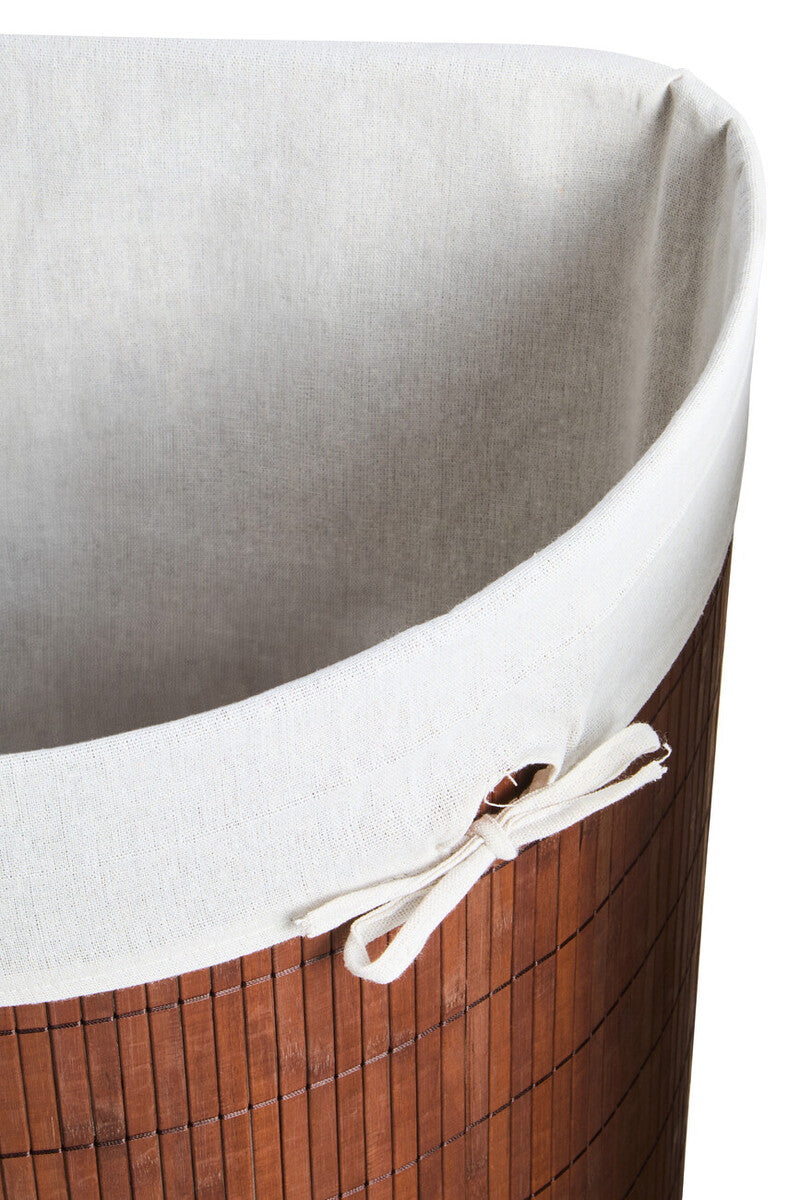 Dark Brown Bamboo Corner Laundry Hamper