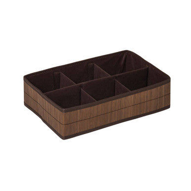 6 Sections Dark Brown Storage Box