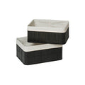 Set of Two Black Bamboo Storage Boxes