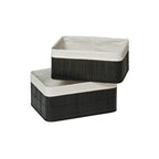 Set of Two Black Bamboo Storage Boxes