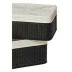 Set of Two Black Bamboo Storage Boxes