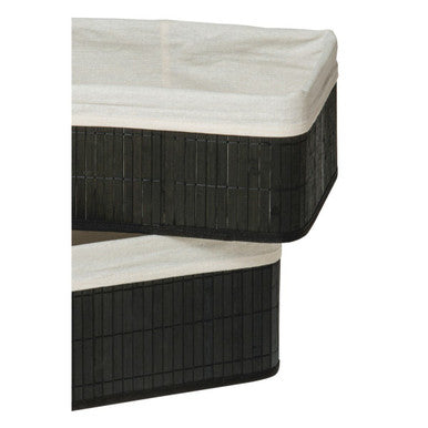 Set of Two Black Bamboo Storage Boxes