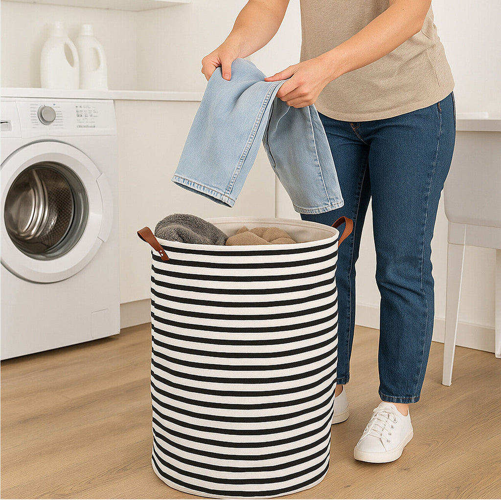 Black and Natural Laundry Bag