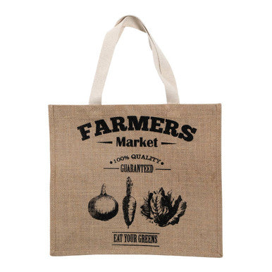 Black and Natural Jute Shopping Bag
