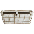 Small Gold Finish Wire Storage Basket with Lining