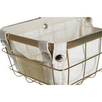 Small Gold Finish Wire Storage Basket with Lining