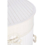 Round White Bamboo Laundry Hamper