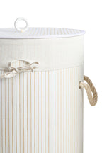 Round White Bamboo Laundry Hamper
