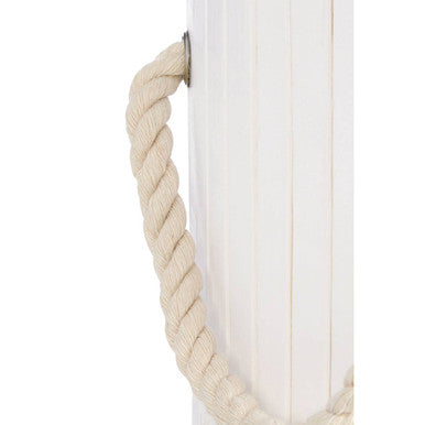 Round White Bamboo Laundry Hamper