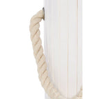 Round White Bamboo Laundry Hamper
