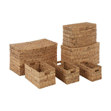 Set of Six Water Hyacinth Storage Baskets