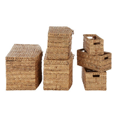 Set of Six Water Hyacinth Storage Baskets