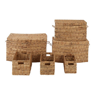 Set of Six Water Hyacinth Storage Baskets