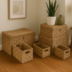 Set of Six Water Hyacinth Storage Baskets