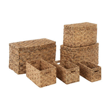 Set of 6 Water Hyacinth Storage Baskets