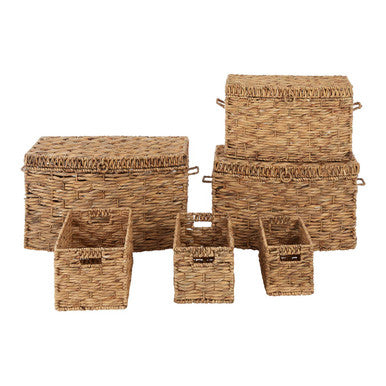 Set of 6 Water Hyacinth Storage Baskets