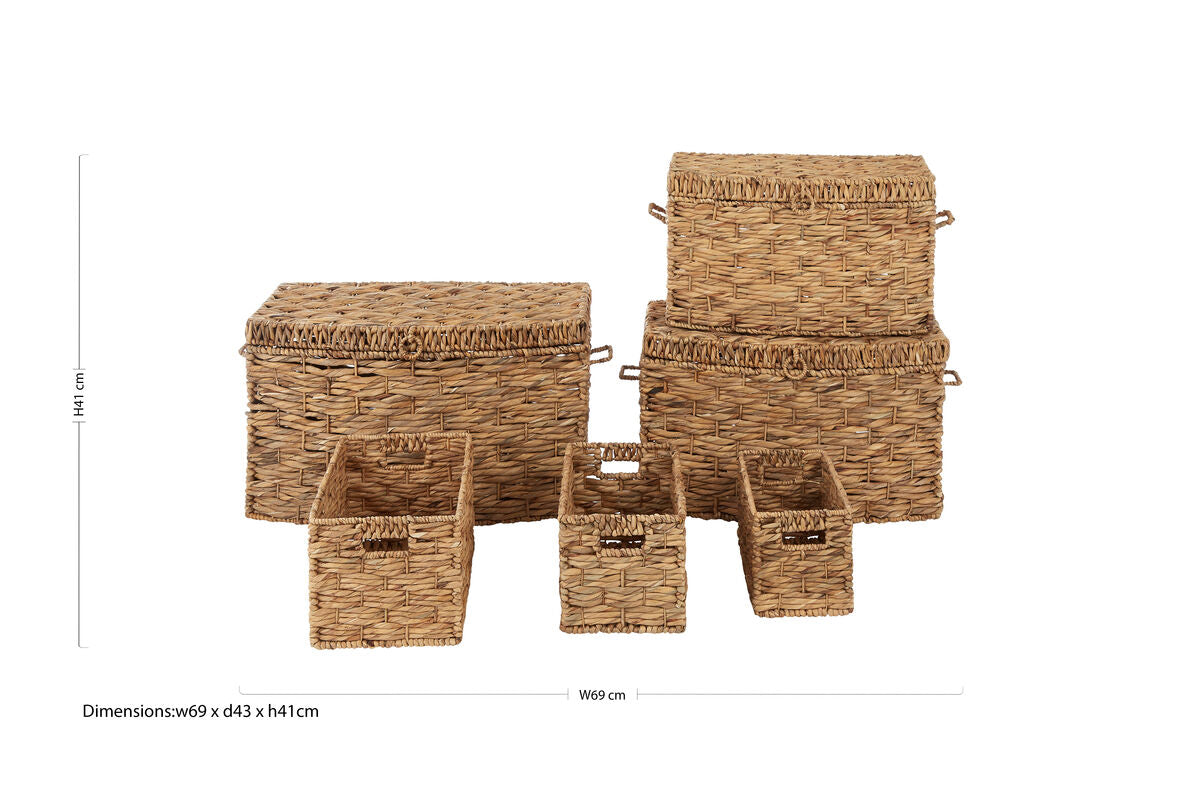 Set of 6 Water Hyacinth Storage Baskets