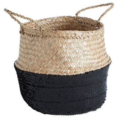 Black and Natural Medium Storage Basket