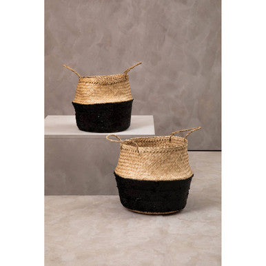 Black and Natural Medium Storage Basket