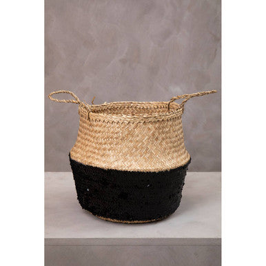 Black and Natural Medium Storage Basket