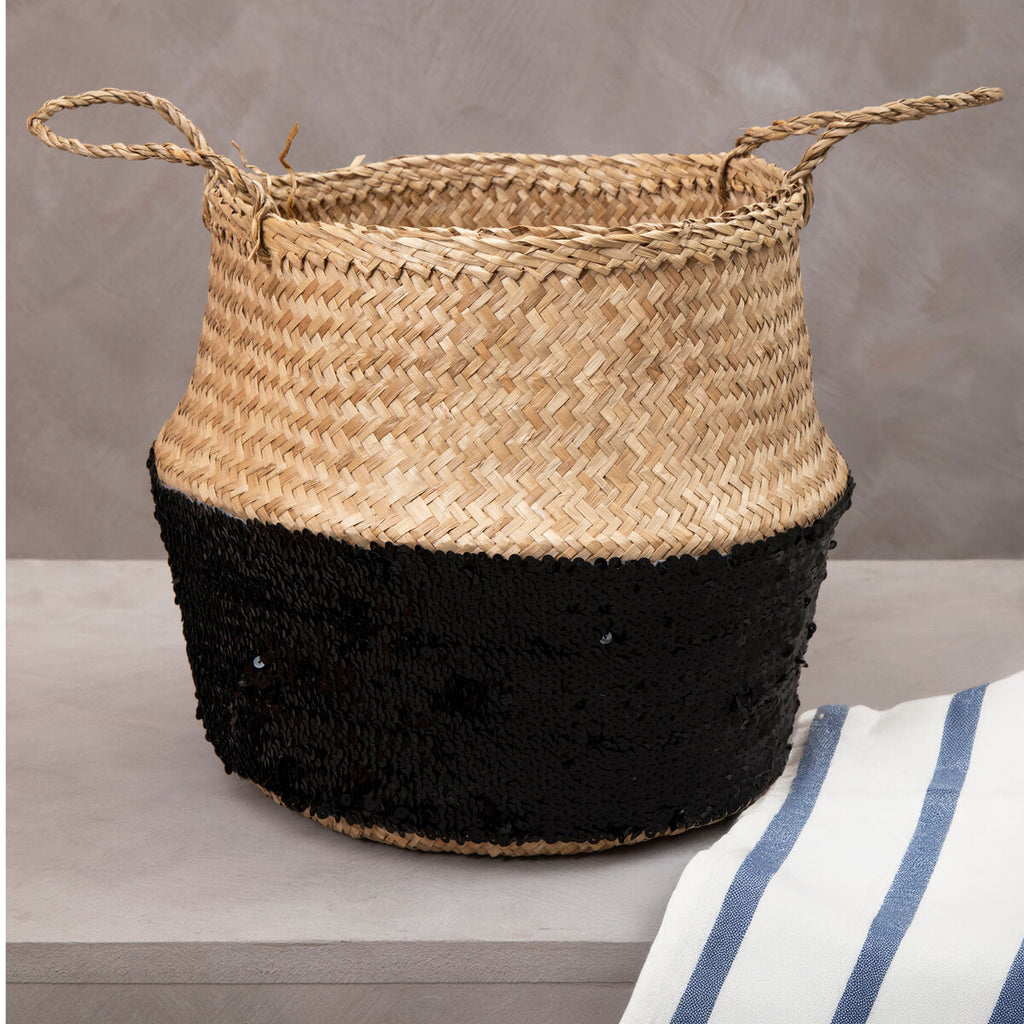 Black and Natural Medium Storage Basket