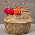Small Seagrass Pom Pom Basket
