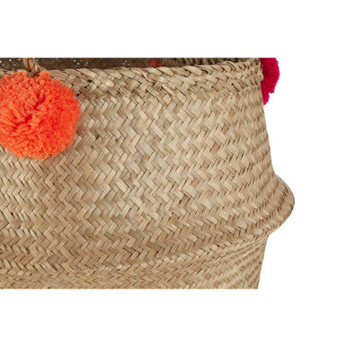 Small Seagrass Pom Pom Basket