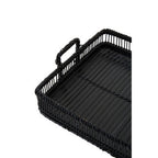 Black Rattan and Bamboo Rectangular Tray
