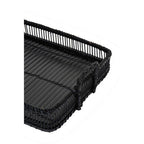 Black Rattan and Bamboo Rectangular Tray