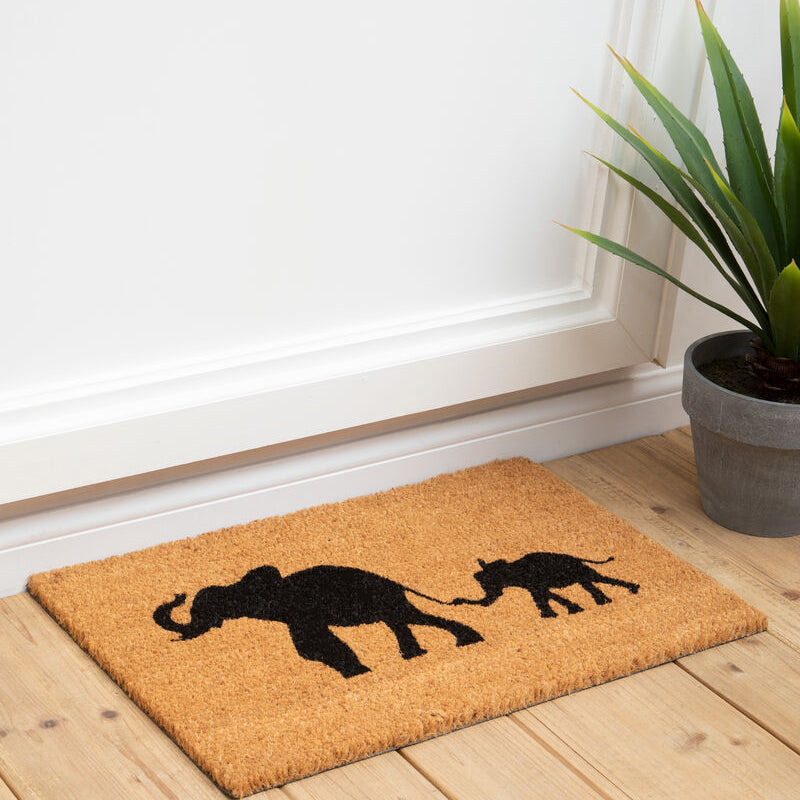 Elephant and Baby Elephant Doormat