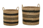 Black and Natural Seagrass Set of 2 Storage Baskets