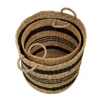 Black and Natural Seagrass Set of 2 Storage Baskets