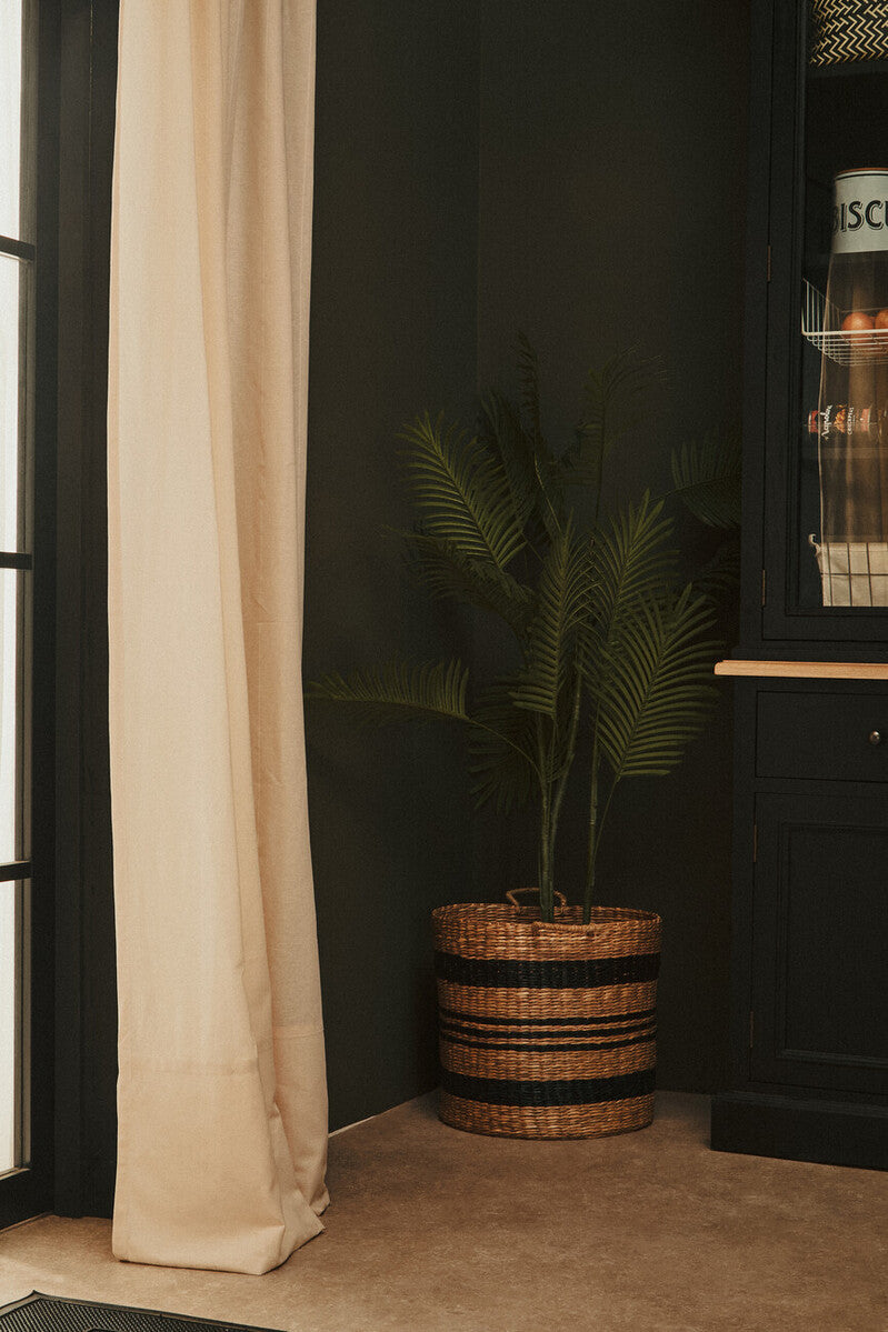 Black and Natural Seagrass Set of 2 Storage Baskets