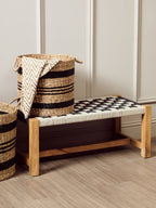 Black and Natural Seagrass Set of 2 Storage Baskets