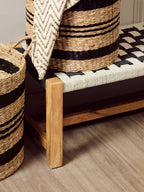 Black and Natural Seagrass Set of 2 Storage Baskets