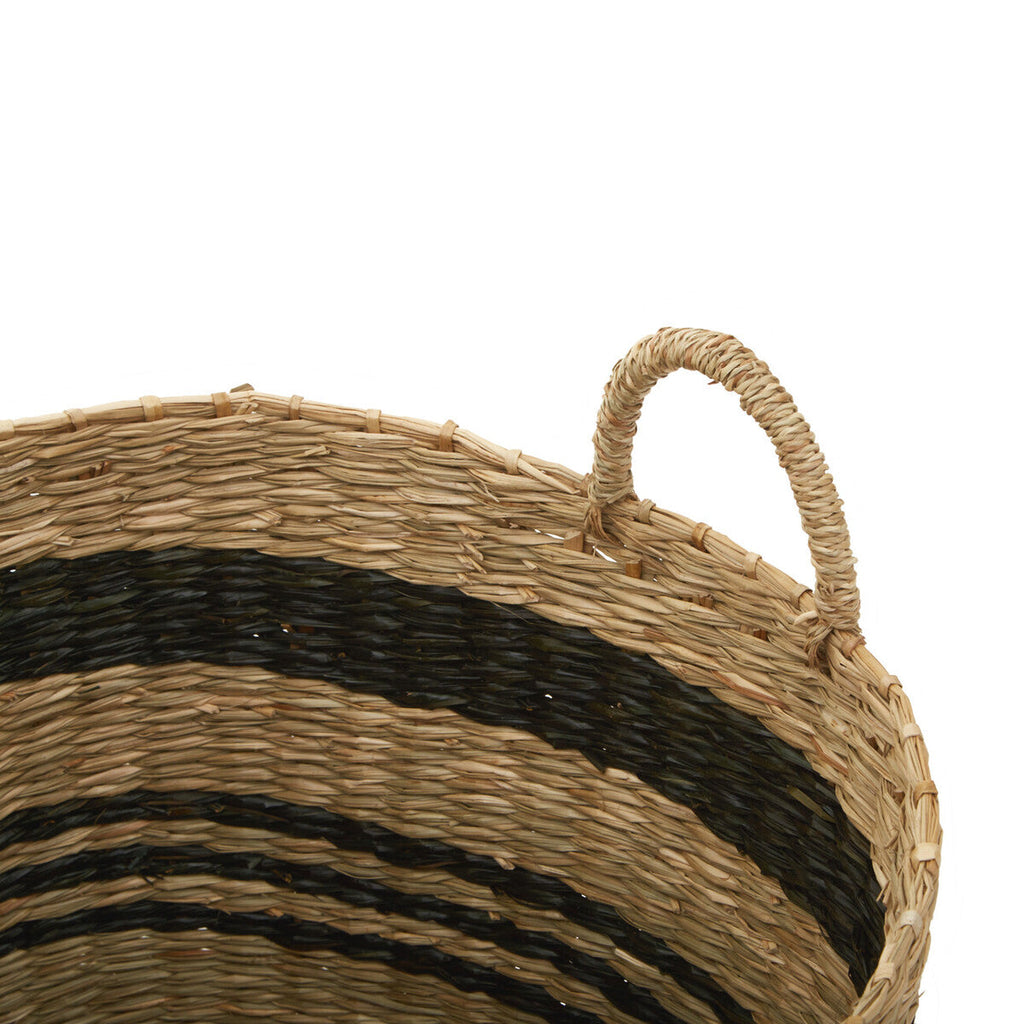 Black and Natural Seagrass Set of 2 Storage Baskets