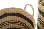 Black and Natural Seagrass Set of 2 Storage Baskets