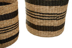 Black and Natural Seagrass Set of 2 Storage Baskets