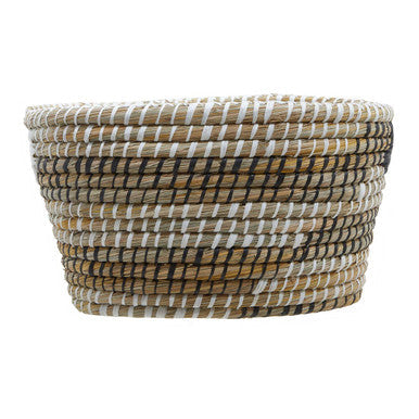 Set of Three Oval Straw Baskets